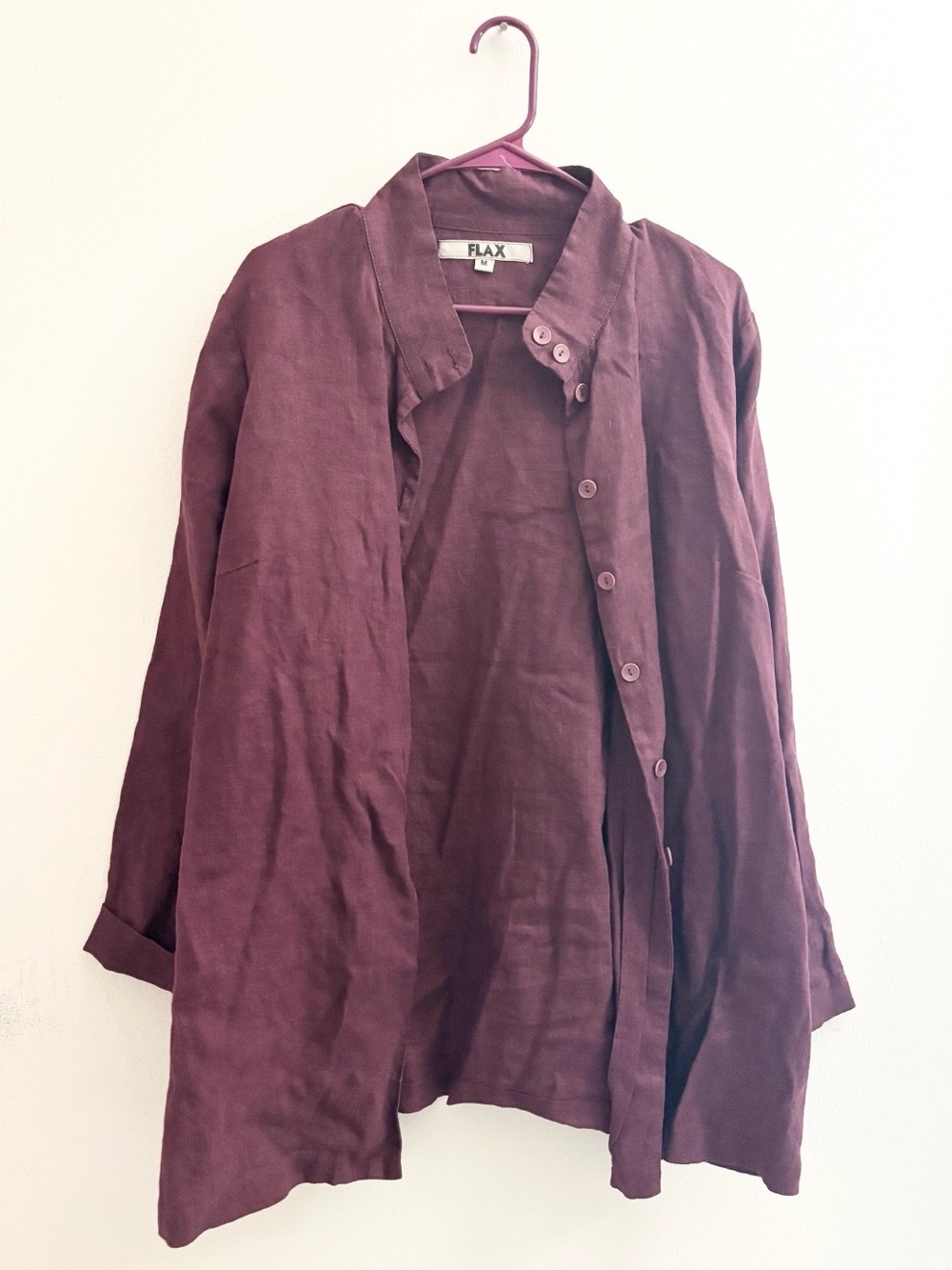 5/$15 🩷 MUST BUNDLE Flax Men's Linen Button-Down Shirt Jacket in Wine